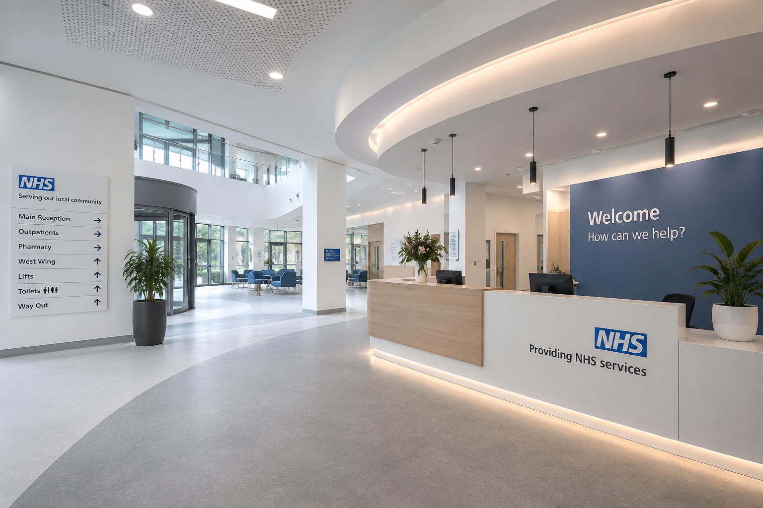 Healthcare building reception and circulation area